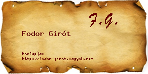 Fodor Girót névjegykártya